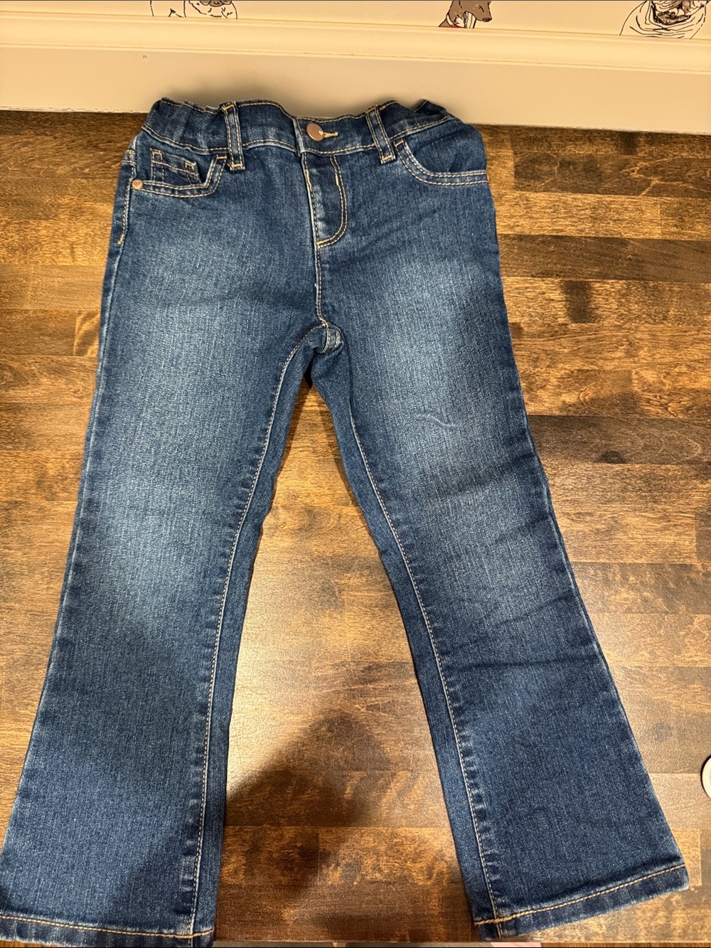 Never worn girls  Dark Blue Flare Jeans 5T adjustable waistband